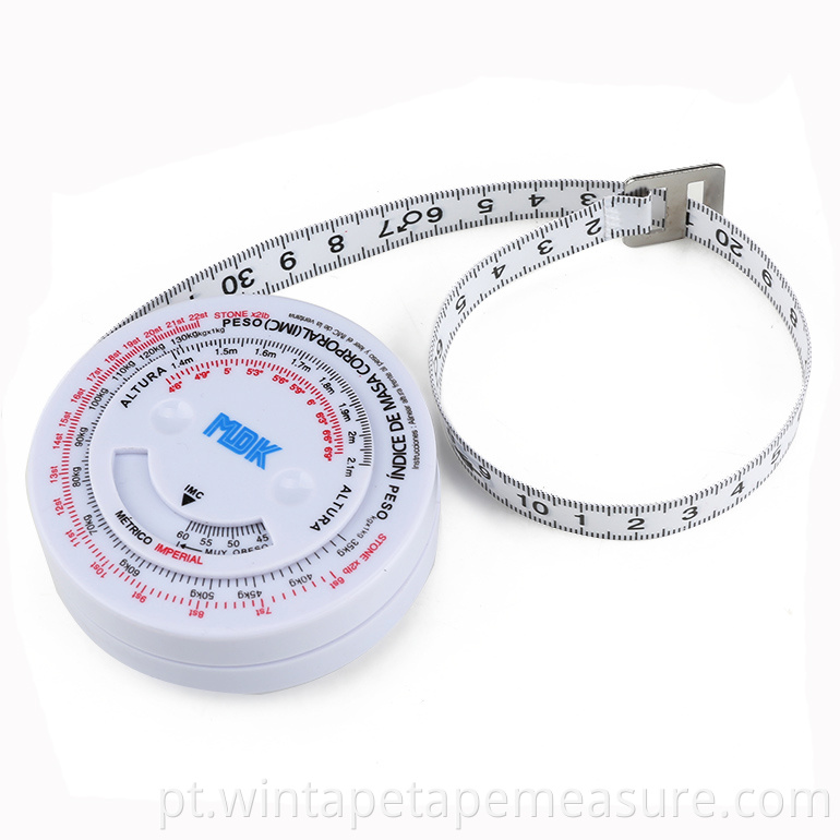 Calculadora bmi de 60 polegadas / 150 cm para presentes médicos e calculadora de formato redondo de fita métrica com nomes de empresas
